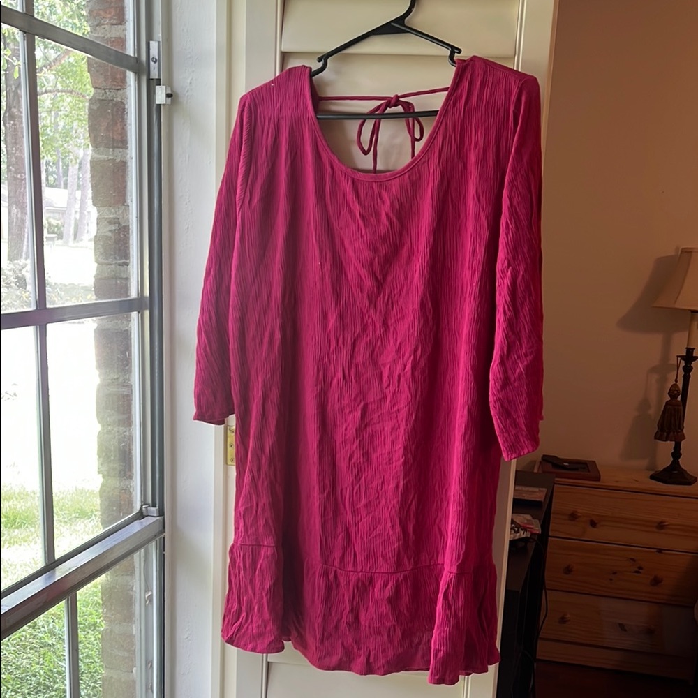 4/$25 SALE Xhilaration Burgundy Scoop Back Fringe Lined Swim Cover Up XL